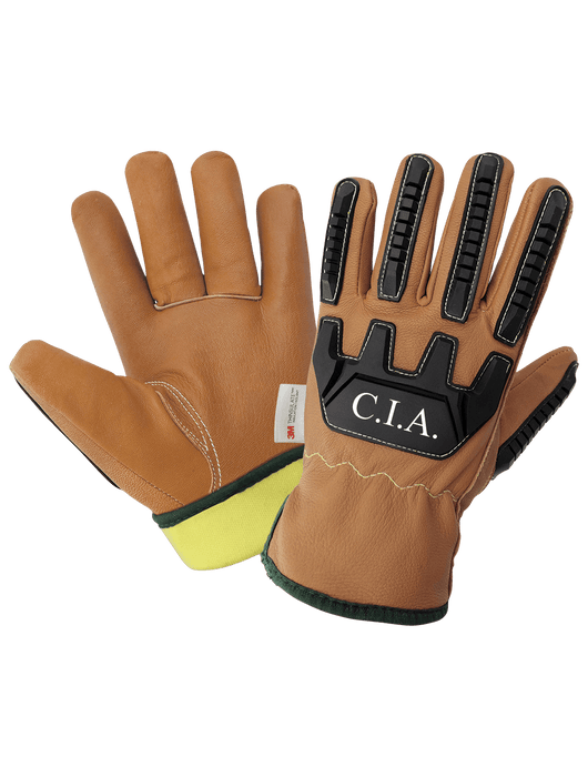 Premium-Grade Grain Goatskin Leather Drivers Glove, Aralene® Liner, TPR Impact Protection on Back of the Hand, 3M™ Thinsulate™ Insulation, ANSI/ISEA 105 Cut Level A5
