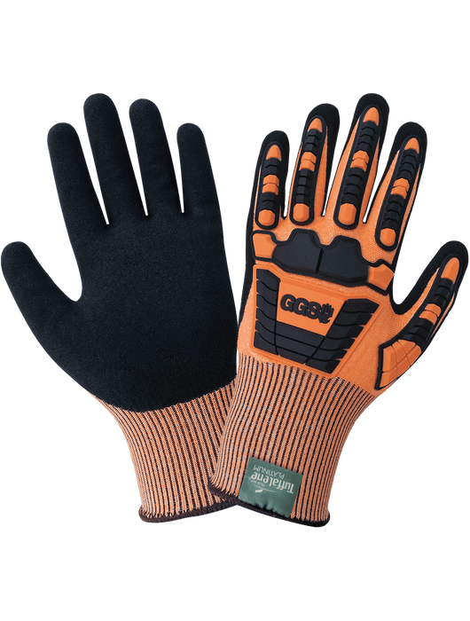 Vise Gripster® C.I.A. - Cut & Impact Resistant, 13g Hi-Vis Org Seamless Tuffalene® Platinum UHMWPE shell, Nitrile Coated Palm, TPU Impact Protection, Touch Screen Compatible Fingertips, ANSI/ISEA 105 Cut Level A4, Vend Pack