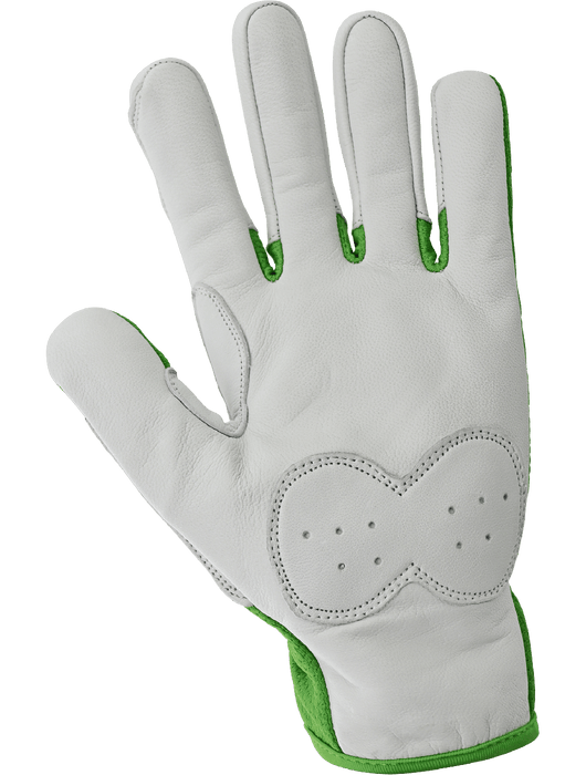 Mechanics Style Premium-Grade White Grain Goatskin Leather Palm, Aralene® Inner Liner on The Palm, TPR Impact Protection, ANSI/ISEA 105 Cut Level A5