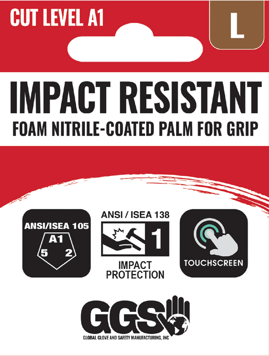General Purpose Anti-Static/Electrostatic Compliant 15-Gauge Nylon/Polyester/Spandex Touch Screen Gloves w/Impact Protection