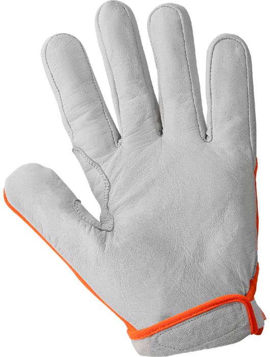 Hi-Vis Org Cut and Impact Resistant Mechanics Style Tuffalene® Gloves w/Goatskin Palm, ANSI/ISEA 105 Cut Level A6