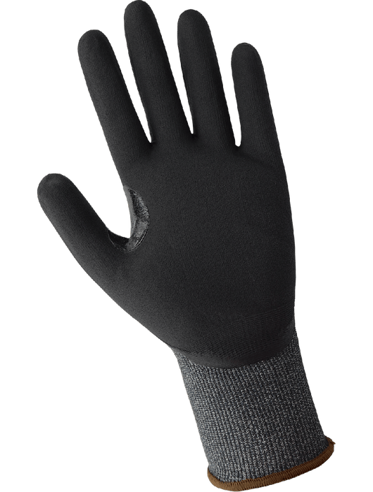 Vise Gripster® C.I.A. - Cut & Impact Resistant Gloves, 21g Salt & Pepper Tuffalene®, Black Nitrile Coated Palm, Reinforced Thumb Crotch, Ultra-Thin Hi-Vis Lime TPU Impact Protection, ANSI/ISEA 105 cut level A4