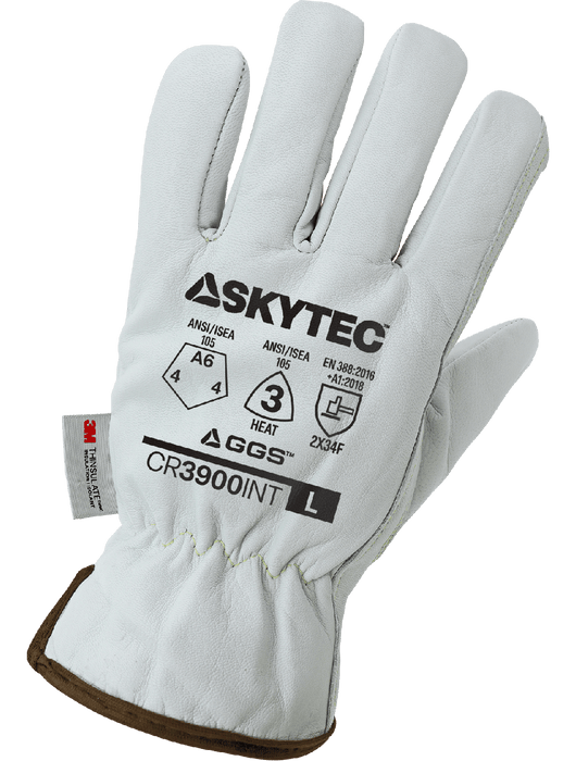 SKYTEC Cut, Abrasion, & Puncture Resistant Grain Goatskin Insulated Gloves, ANSI/ISEA 105 Cut Level A6