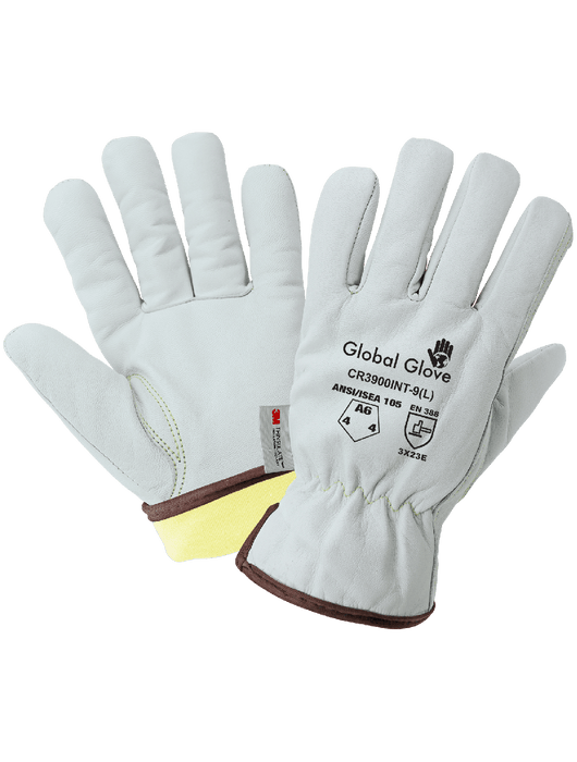 Cut, Abrasion, & Puncture Resistant Grain Goatskin Insulated Gloves, ANSI/ISEA 105 Cut Level A6
