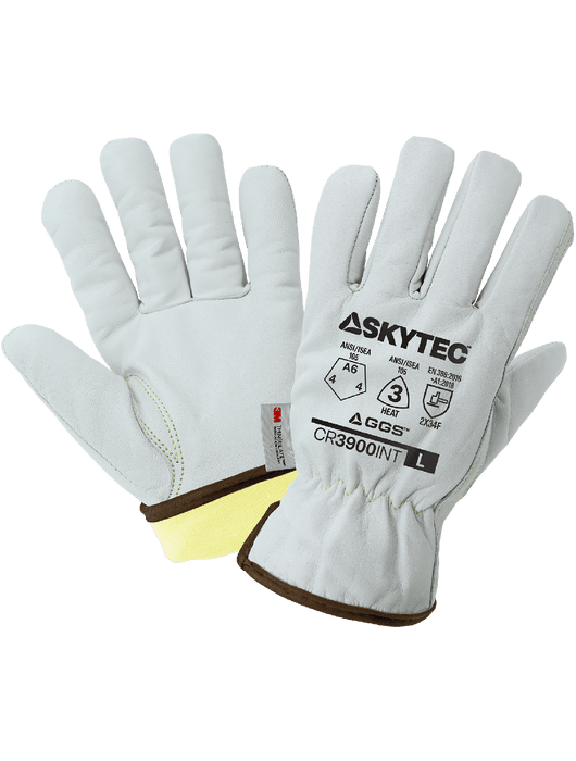SKYTEC Cut, Abrasion, & Puncture Resistant Grain Goatskin Insulated Gloves, ANSI/ISEA 105 Cut Level A6