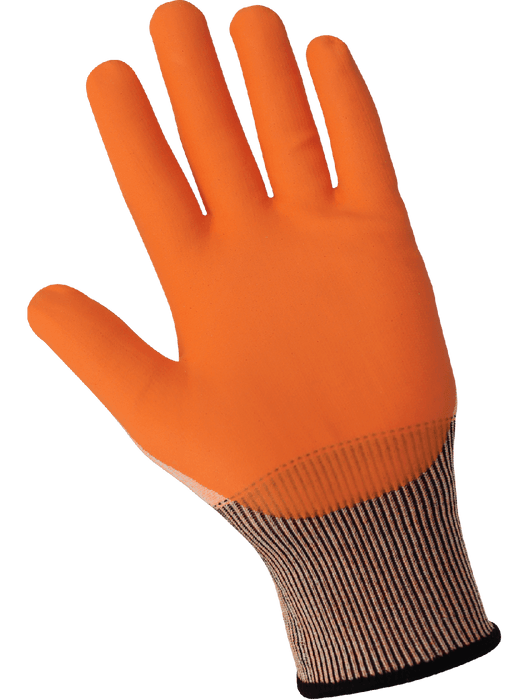 Samurai Glove® 18-Gauge Hi-Vis Orange Seamless Glove w/Orange Foam Nitrile Dip, ANSI Cut Level A4