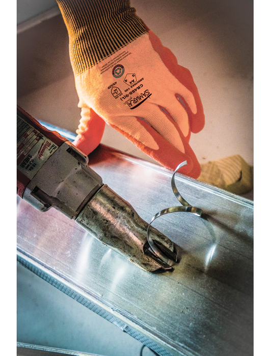 Samurai Glove® 18-Gauge Hi-Vis Orange Seamless Glove w/Orange Foam Nitrile Dip, ANSI Cut Level A4