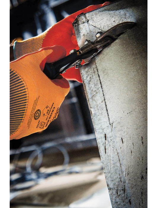 Samurai Glove® 18-Gauge Hi-Vis Orange Seamless Glove w/Orange Foam Nitrile Dip, ANSI Cut Level A4