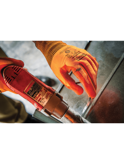 Samurai Glove® 18-Gauge Hi-Vis Orange Seamless Glove w/Orange Foam Nitrile Dip, ANSI Cut Level A4