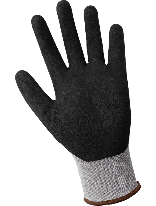 FDA Compliant 18g Salt-and-Pepper HPPE Cut Resistant Gloves w/Touch Screen Mach Finish Nitrile Coating, ANSI/ISEA 105 Cut Level A4