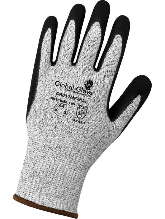Cut Resistant Mach Finish Nitrile Double-Dipped Gloves, 13g HPPE Fiber Shell, ANSI Cut Level A4