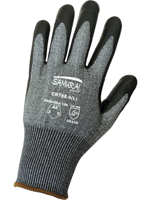 Samurai Glove® Nitrile-Coated, Touch Screen Compatible Cut Resistant Gloves, ANSI Cut Level A4