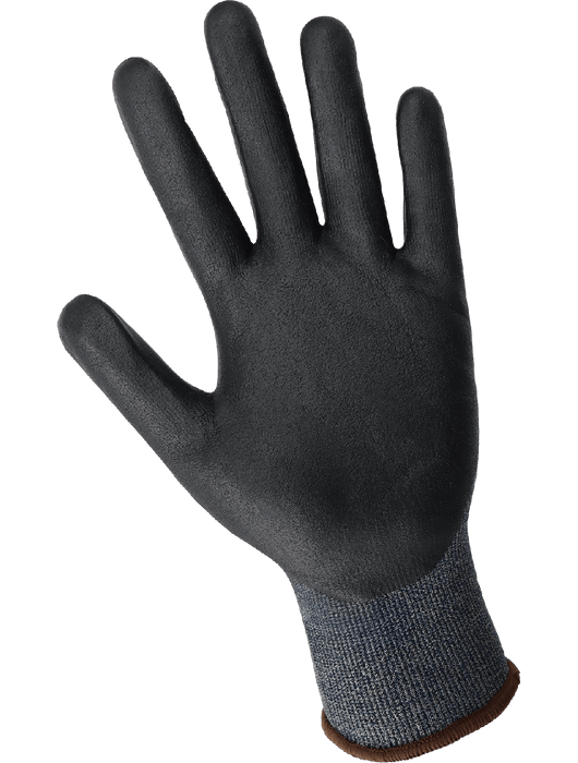 Samurai Glove® 21g Salt & Pepper Seamless HPPE Shell, Black Foam Nitrile Coated Palm, Knit Wrist, Vend Pack