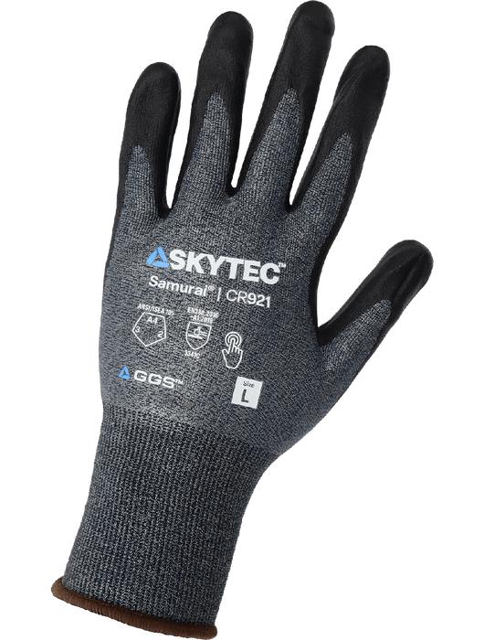 Samurai Glove® 21g Salt & Pepper Seamless HPPE Shell, Black Foam Nitrile Coated Palm, Knit Wrist, Vend Pack