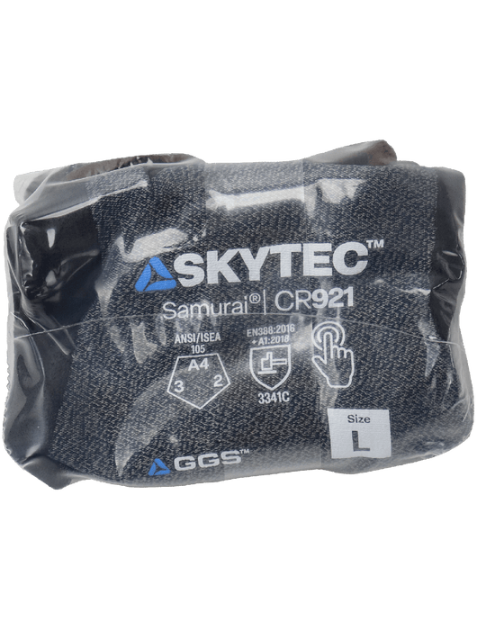 Samurai Glove® 21g Salt & Pepper Seamless HPPE Shell, Black Foam Nitrile Coated Palm, Knit Wrist, Vend Pack