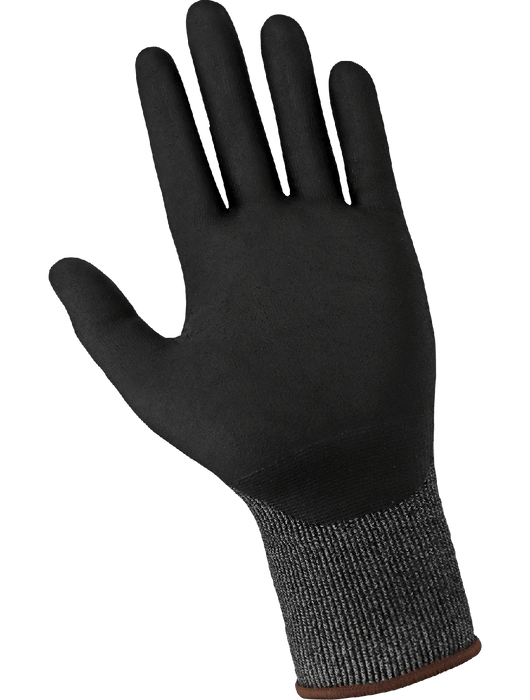 Samurai Glove® 21g Salt & Pepper Seamless HPPE Shell, Black Foam Nitrile Coated Palm, Knit Wrist, ANSI/ISEA 105 Cut Level A4