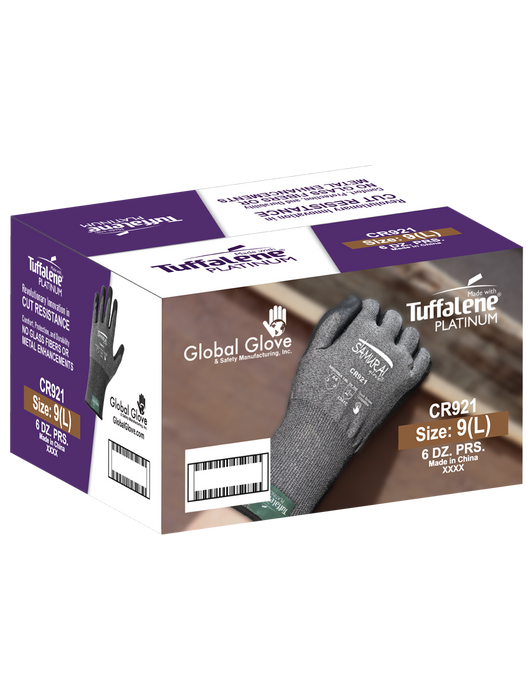 Samurai Glove® 21g Salt & Pepper Seamless HPPE Shell, Black Foam Nitrile Coated Palm, Knit Wrist, ANSI/ISEA 105 Cut Level A4