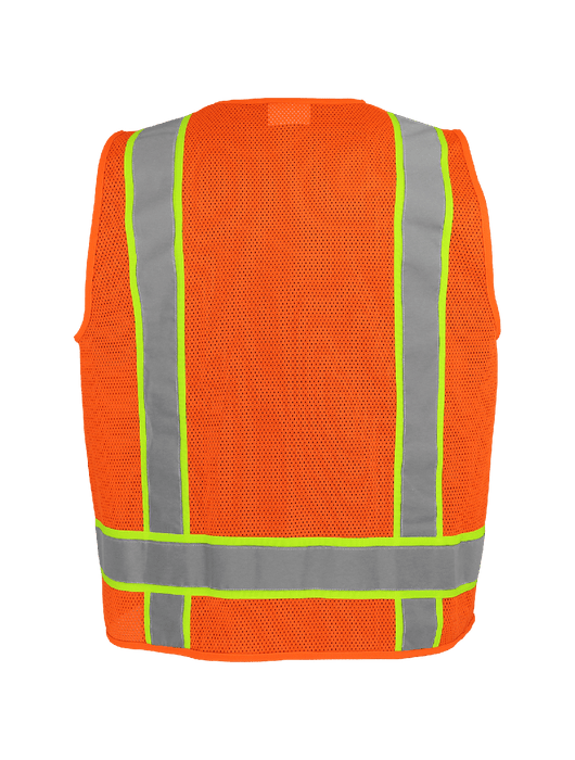 FrogWear® Cl. 2 Hi-Vis Lime Mesh Polyester Surveyors, Contrasting Reflective, Zipper Closure