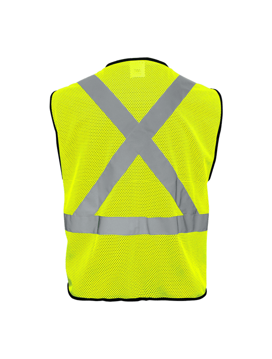 FrogWear® Cl. 2 Hi-Vis Mesh Polyester Surveyors, Black Bottom Front
