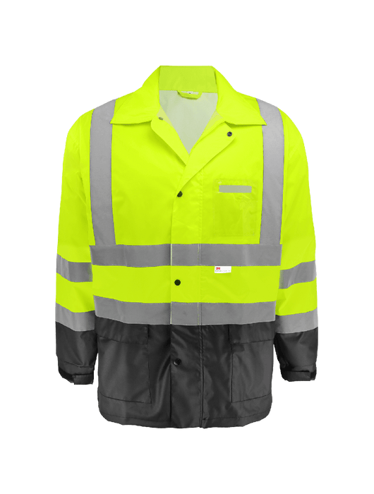 ANSI Class 3 FrogWear® HV Hi-Vis Lime Polyurethane Coated 150D Oxford Polyester Rain Jacket