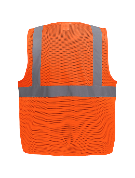 FrogWear® HV High-Visibility Lightweight Mesh Safety Vest, 6 Pockets, Zipper Closure