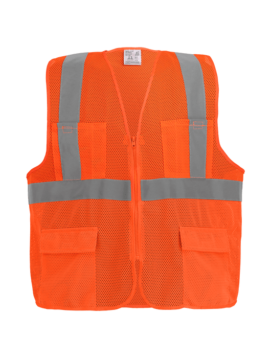 FrogWear® HV High-Visibility Lightweight Mesh Safety Vest, 6 Pockets, Zipper Closure