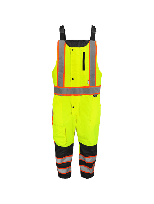 FrogWear® Cl. E High-Visibility Lime Insulated Winter Bibs w/Polyurethane Coated Oxford Polyester