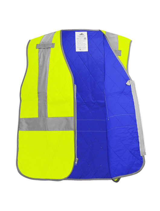 Bullhead Safety® Premium High-Visibility Evaporative Cooling Vest, Silver Reflective, Zipper Closure