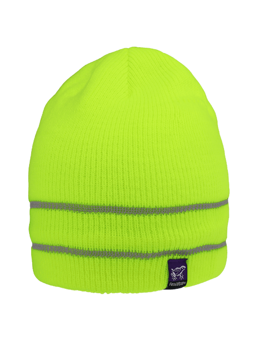 FrogWear® Hi-Vis Lime Dual-Layer Low-Temperature Beanie Hat with Dual Reflective Stripes