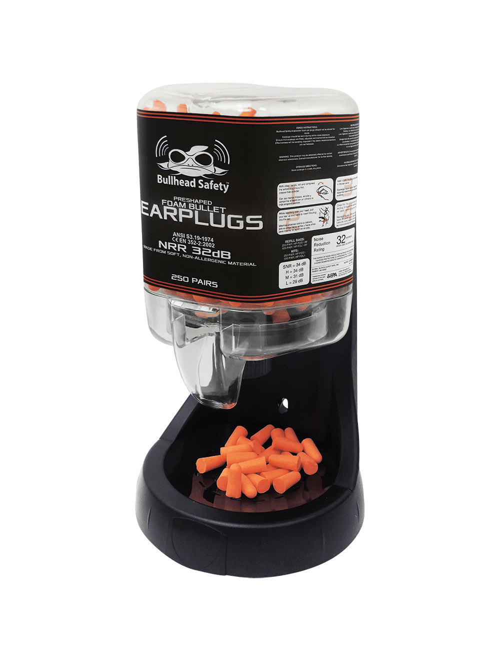 Bullhead Safety® Hearing Protection - 250 Pairs - Orange PU Foam Bulle ...