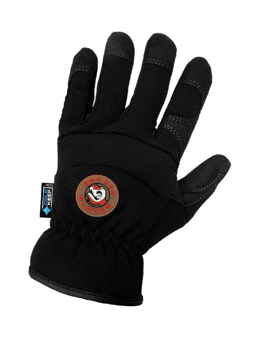 Hot Rod Gloves® Black, Low Temperature, Insulated, Waterproof, Synthetic Leather Palm Performance Gloves w/Spandex Back