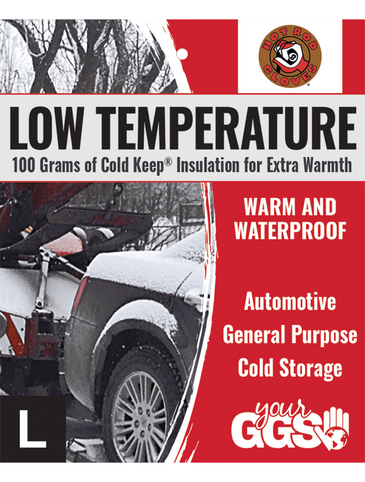 Hot Rod Gloves® Black, Low Temperature, Insulated, Waterproof, Synthetic Leather Palm Performance Gloves w/Spandex Back