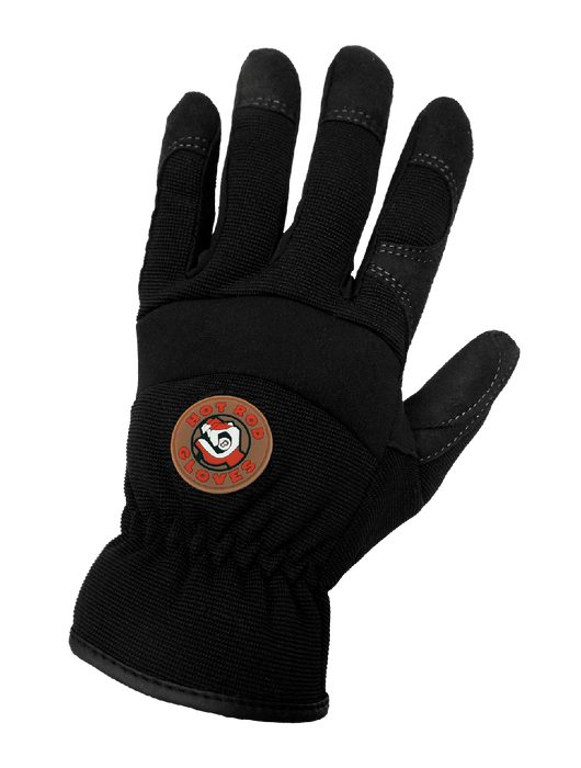 Hot Rod Gloves® Synthetic Leather Palm Performance Mechanics Style Gloves with a Spandex Back