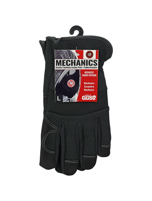 Hot Rod Gloves® Synthetic Leather Palm Performance Mechanics Style Gloves with a Spandex Back