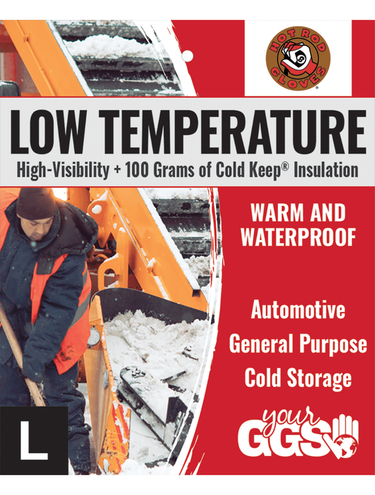 High-Visibility Orange, Low Temperature, Insulated, Waterproof, Synthetic Leather Palm Performance Gloves w/Spandex Back