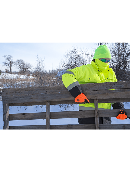 High-Visibility Orange, Low Temperature, Insulated, Waterproof, Synthetic Leather Palm Performance Gloves w/Spandex Back