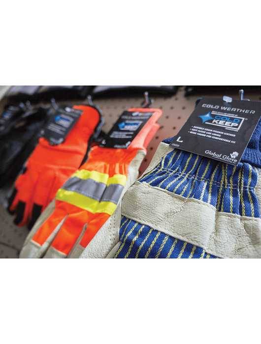 High-Visibility Orange, Low Temperature, Insulated, Waterproof, Synthetic Leather Palm Performance Gloves w/Spandex Back