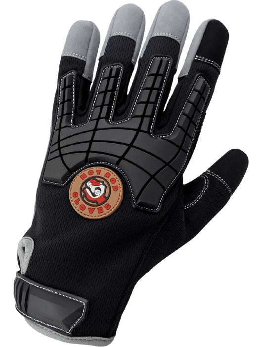 Hot Rod Gloves® Premium Synthetic Leather Palm Performance Mechanics Style Gloves w/Cut and Impact Protection, ANSI/ISEA 105 Cut Level A6