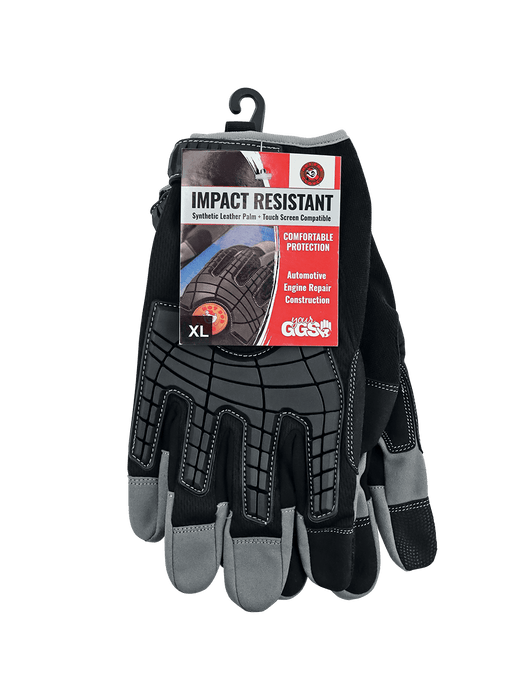 Hot Rod Gloves® Premium Synthetic Leather Palm Performance Mechanics Style Touch Screen Gloves with Impact Protection