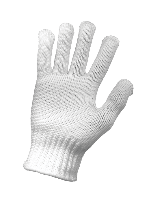 String Knit Gloves, heavyweight 7-Gauge Bleached White Seamless 100% Nylon Shell, Uncoated, Ambidextrous, Knit Wrist