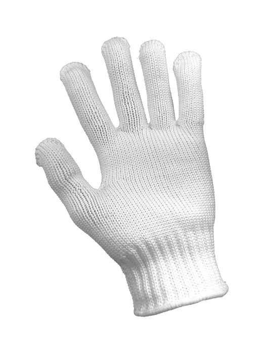 String Knit Gloves, heavyweight 7-Gauge Bleached White Seamless 100% Nylon Shell, Uncoated, Ambidextrous, Knit Wrist