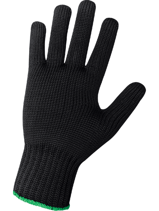 String Knit Gloves, Heavyweight 7-Gauge Black Seamless 100% Nylon Shell, Uncoated, Ambidextrous, Knit Wrist
