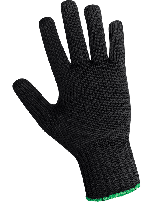 String Knit Gloves, Heavyweight 7-Gauge Black Seamless 100% Nylon Shell, Uncoated, Ambidextrous, Knit Wrist