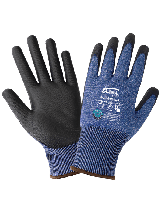 Samurai Glove® Cut Resistant Tuffalene® UHMWPE Touch Screen Gloves, Polyurethane-Coated Palm, ANSI/ISEA 105 Cut Level A6