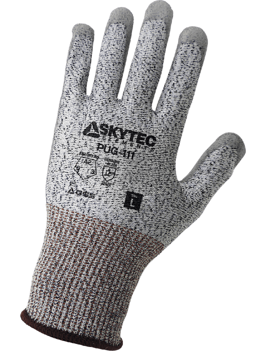 PUG™ - Salt & Pepper 13-Gauge HDPE Liner, Gray PU Dipped Palm, ANSI Cut Level A2