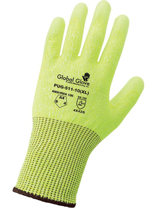 Tuffalene® - Polyurethane Coated High-Visibility Cut Resistant Gloves ANSI Cut Level A4