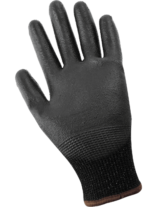 Samurai Glove® - 13-Gauge Black TuffKut® Shell, Black Smooth PU Coated Palm, 3 Touchscreen Responsive Fingertips, ANSI/ISEA 105 Cut Level A4
