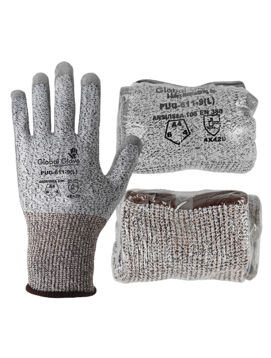 Samurai Glove® 13g Salt & Pepper UHMWPE Liner, Gray PU Dipped Palm, ANSI/ISEA 105 Cut Level A4