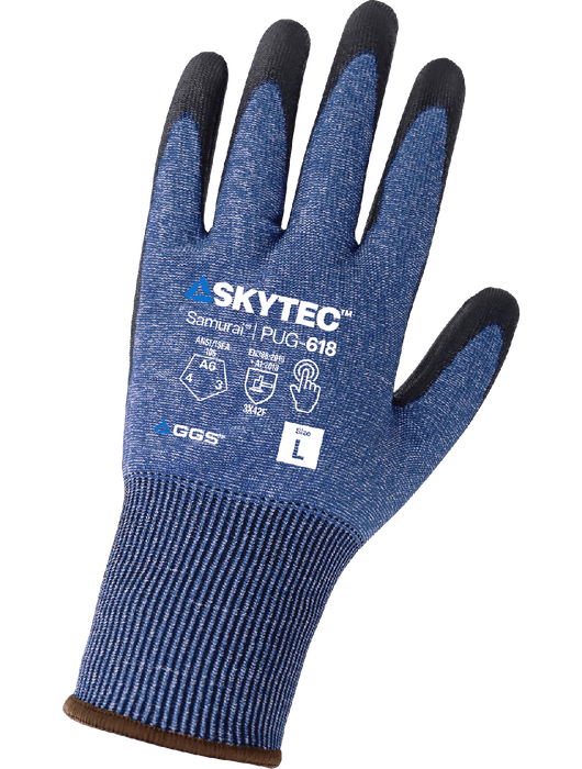 Samurai Glove® Cut Resistant Tuffalene® UHMWPE Touch Screen Gloves, Polyurethane-Coated Palm, ANSI/ISEA 105 Cut Level A6, Vend Pack
