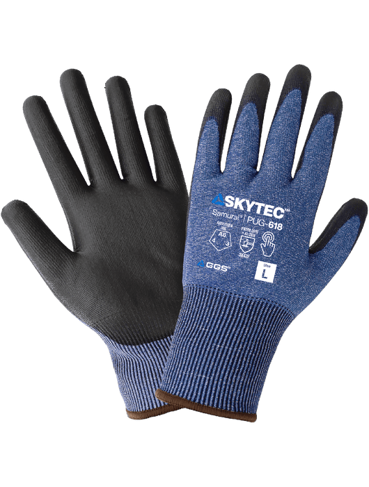 Samurai Glove® Cut Resistant Tuffalene® UHMWPE Touch Screen Gloves, Polyurethane-Coated Palm, ANSI/ISEA 105 Cut Level A6, Vend Pack